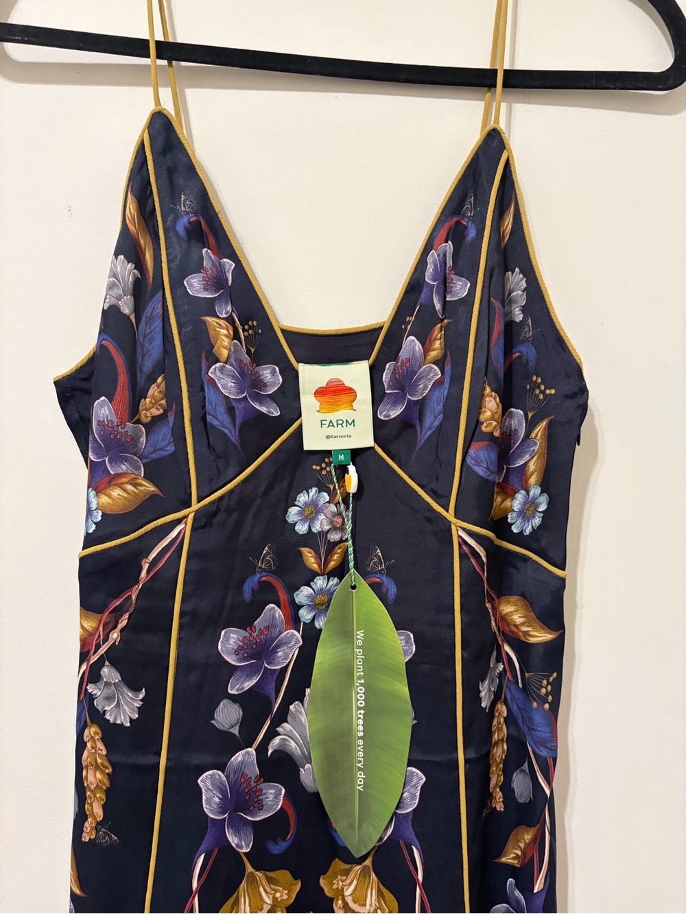 New Farm Rio Navy Floral Maxi Slip Dress with Gold Accents-Never worn! - Picture 7 of 10